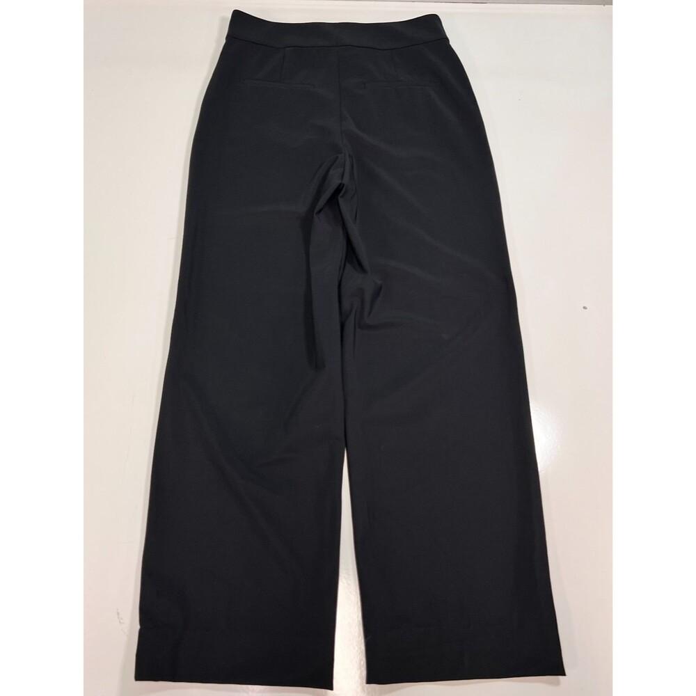 Theory High Waist Wide Leg Pants Womens 10 Black Precision Ponte Pull On Stretch